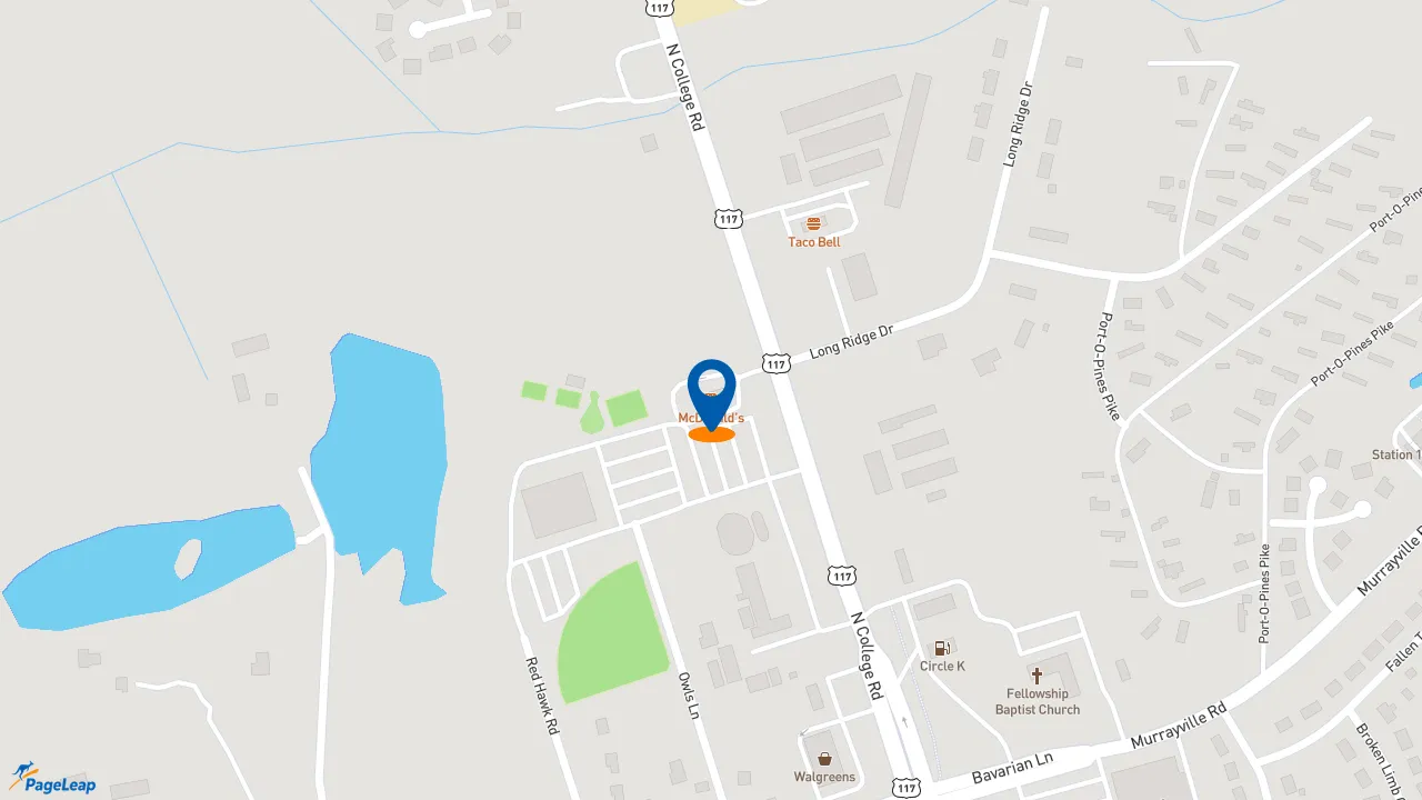 https://pageleap.com map showing location of McDonald&#039;s in Wilmington.