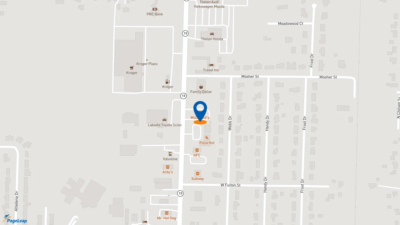 https://pageleap.com map showing location of McDonald&#039;s in Bay City.