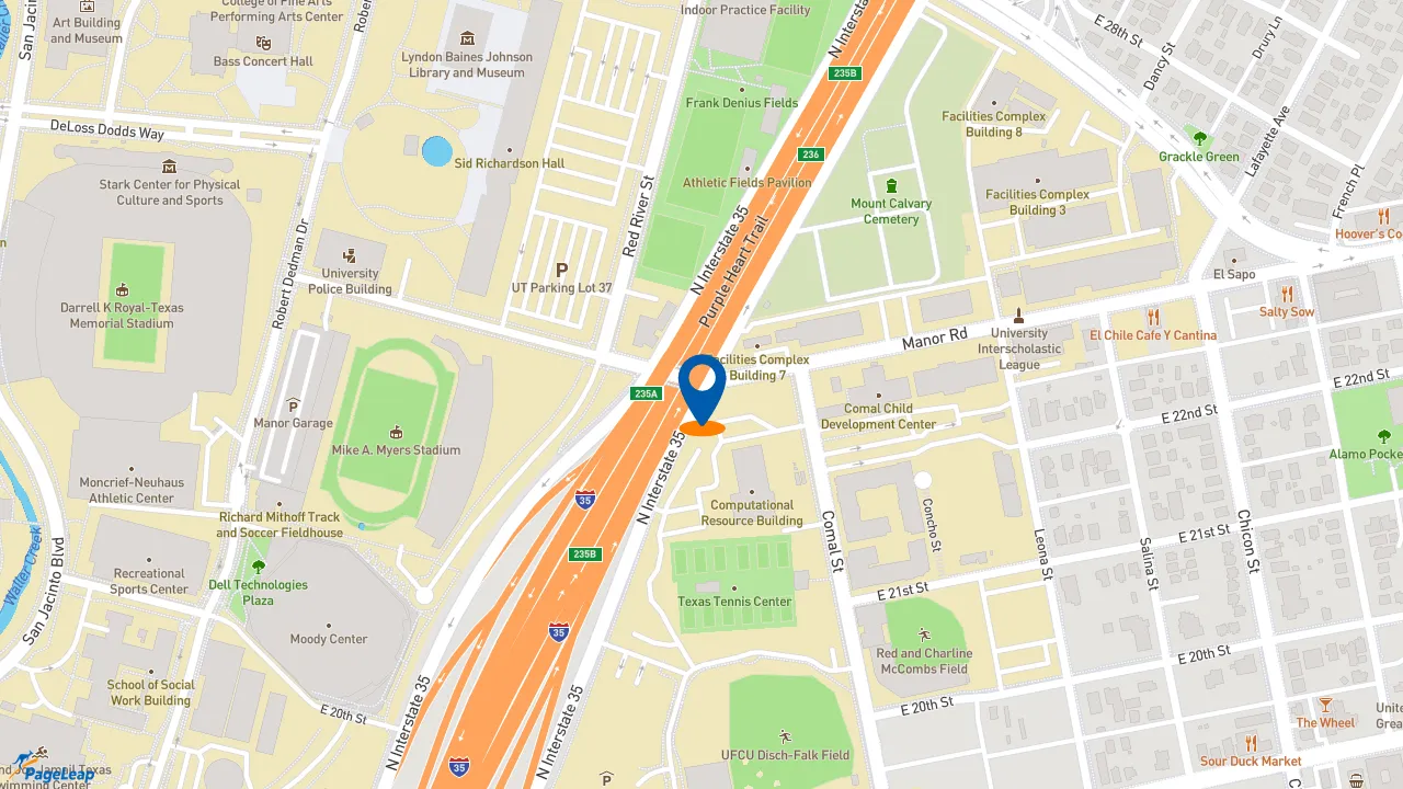 https://pageleap.com map showing location of McDonald&#039;s in Austin.