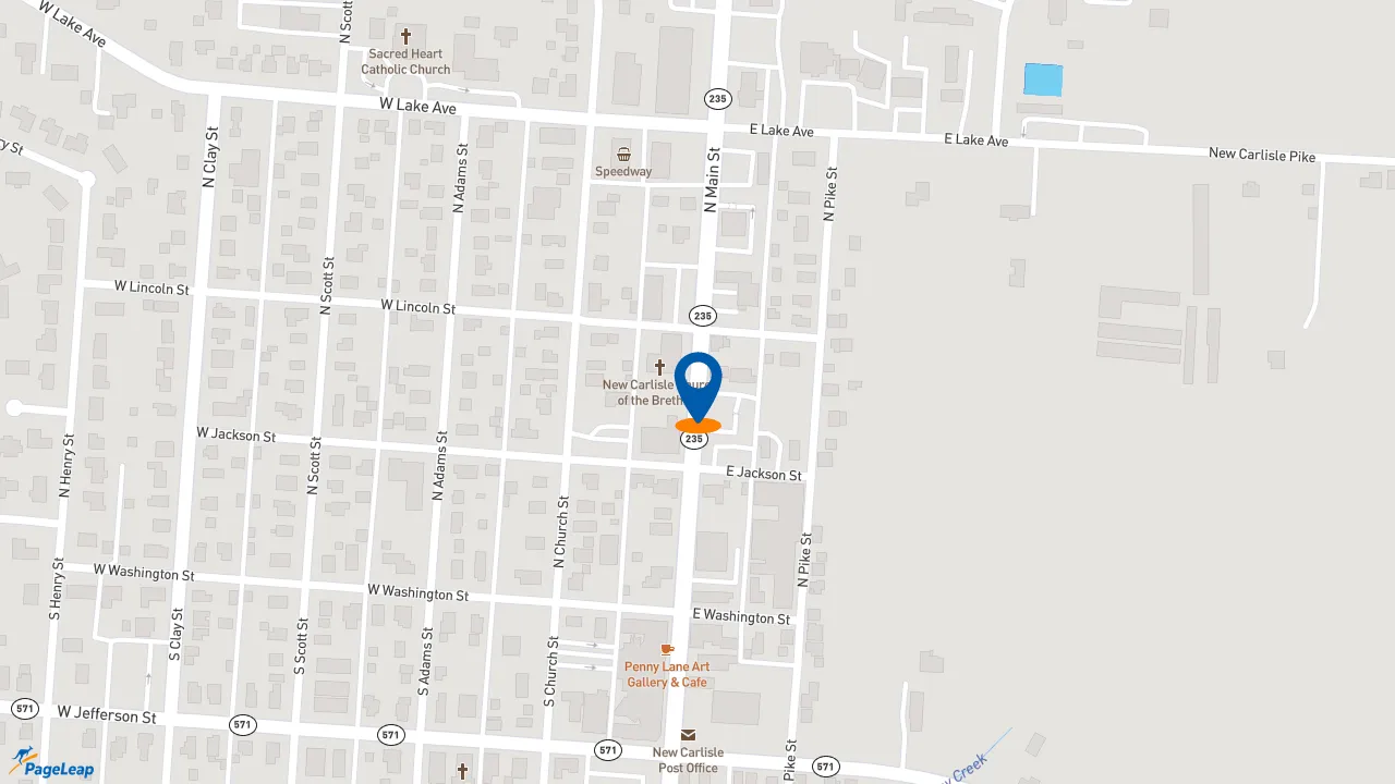 https://pageleap.com map showing location of McDonald&#039;s in New Carlisle.