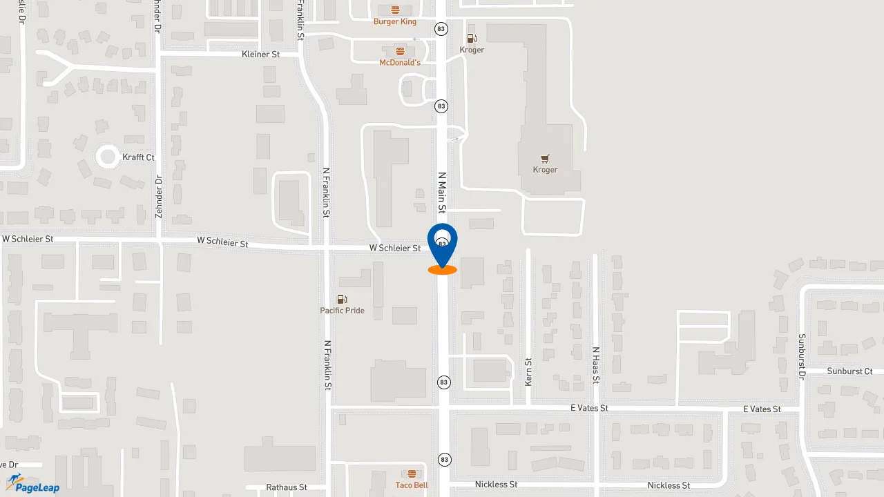 https://pageleap.com map showing location of McDonald&#039;s in City Of Frankenmuth.