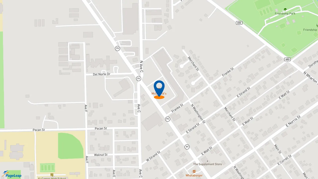 https://pageleap.com map showing location of McDonald&#039;s in El Campo.