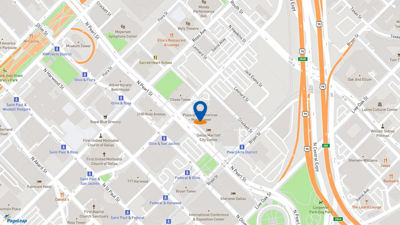 https://pageleap.com map showing location of McDonald&#039;s in Dallas.
