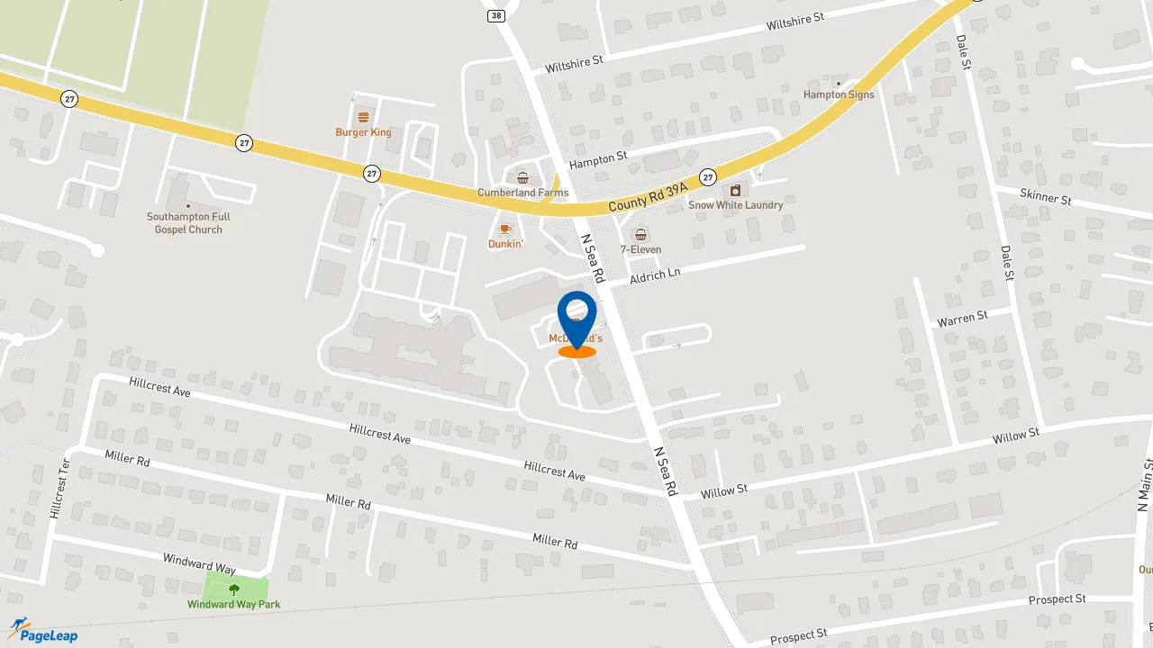 https://pageleap.com map showing location of McDonald&#039;s in Village Of Southampton.