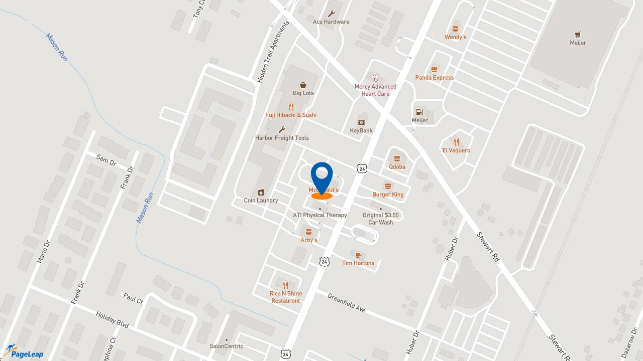 https://pageleap.com map showing location of McDonald&#039;s in Monroe.