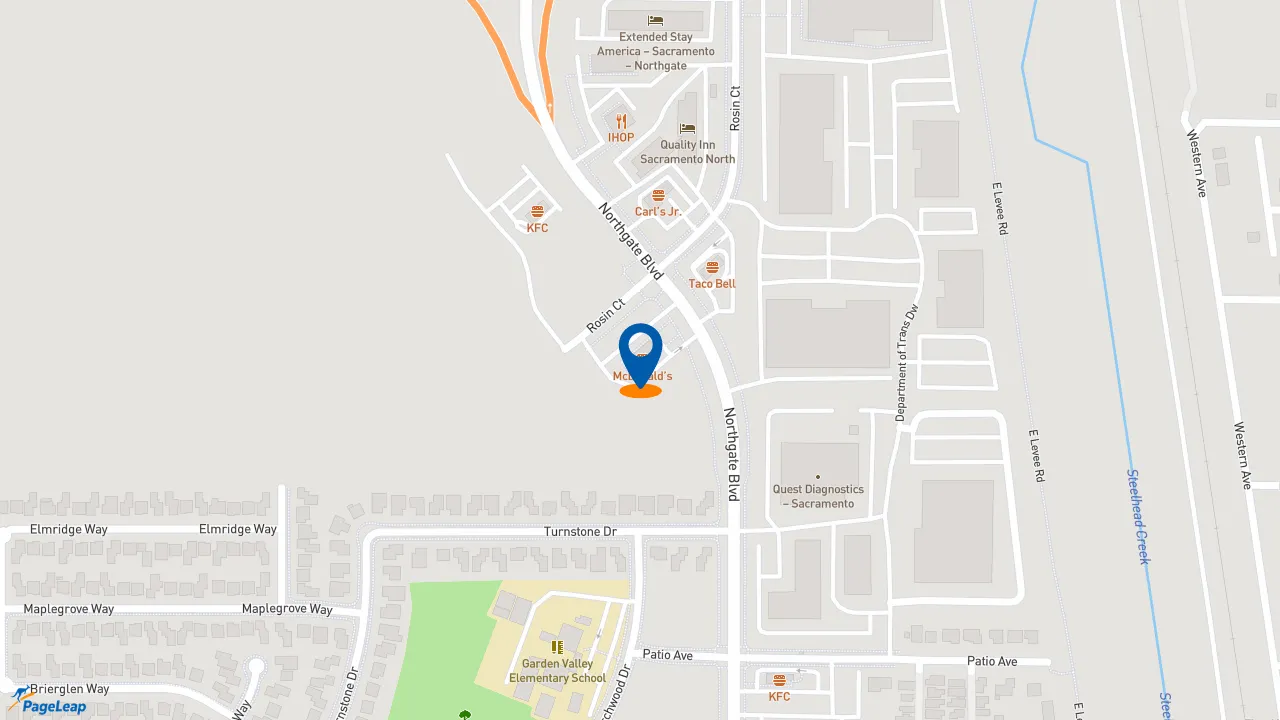 https://pageleap.com map showing location of McDonald&#039;s in Sacramento.