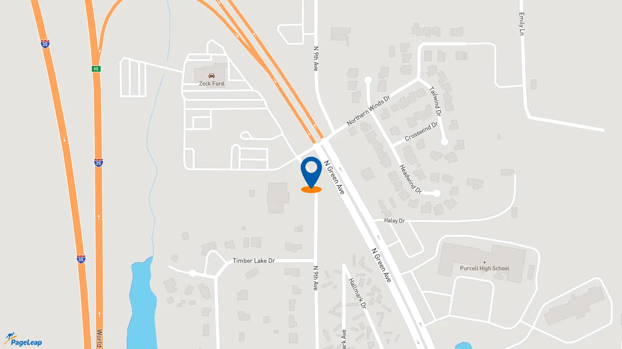 https://pageleap.com map showing location of McDonald&#039;s in Purcell.