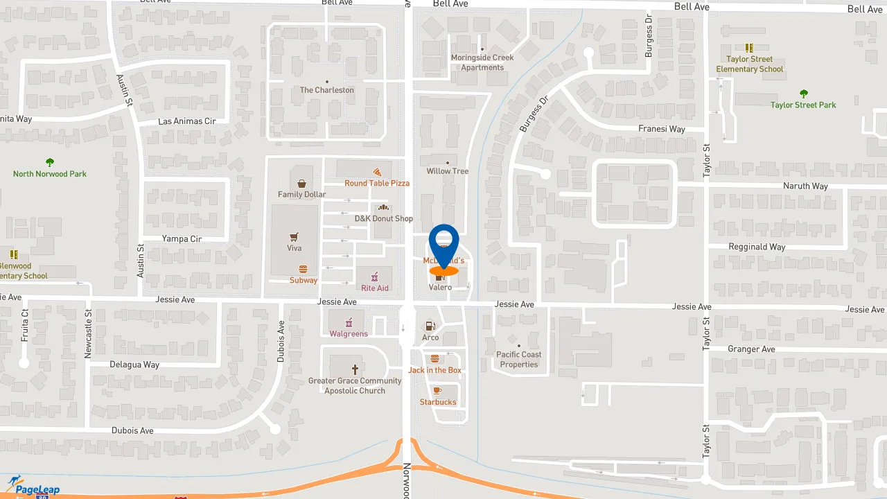https://pageleap.com map showing location of McDonald&#039;s in Sacramento.