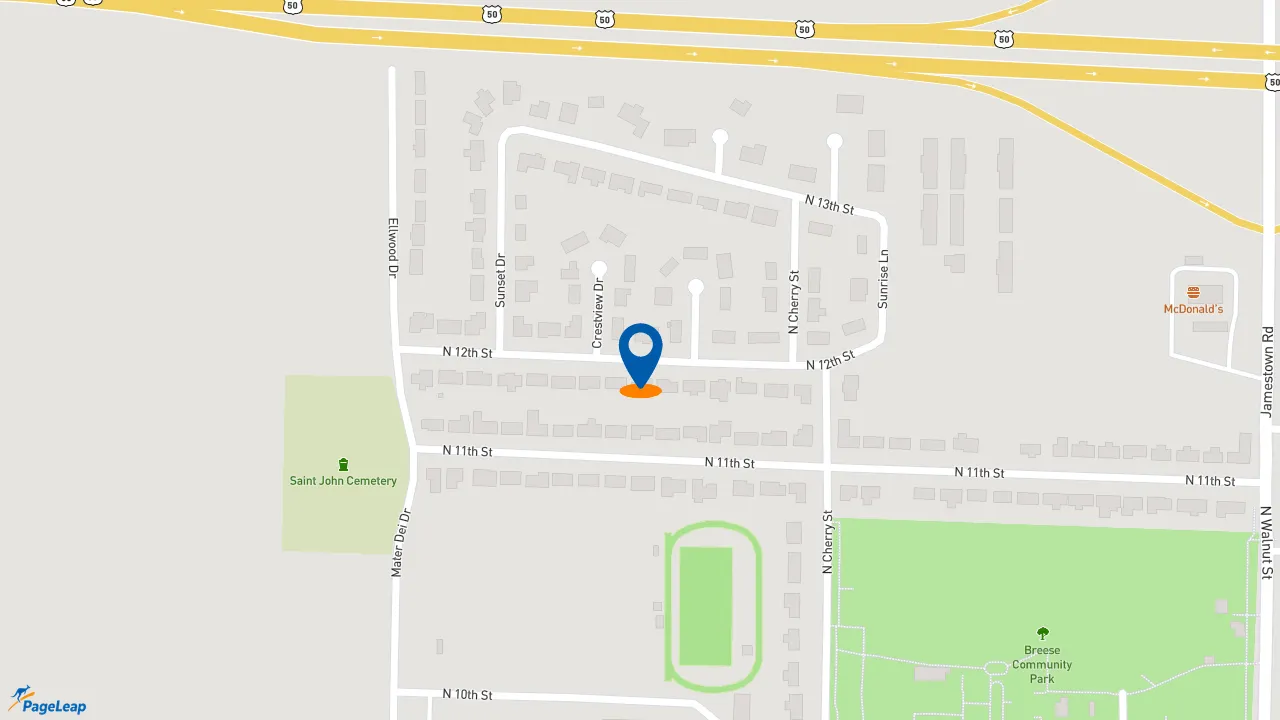 https://pageleap.com map showing location of McDonald&#039;s in Breese.
