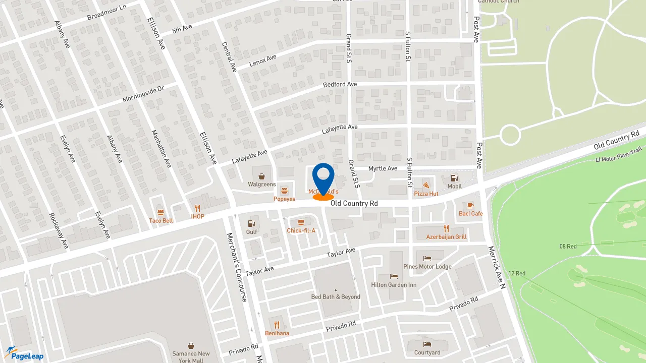 https://pageleap.com map showing location of McDonald&#039;s in Village Of Westbury.