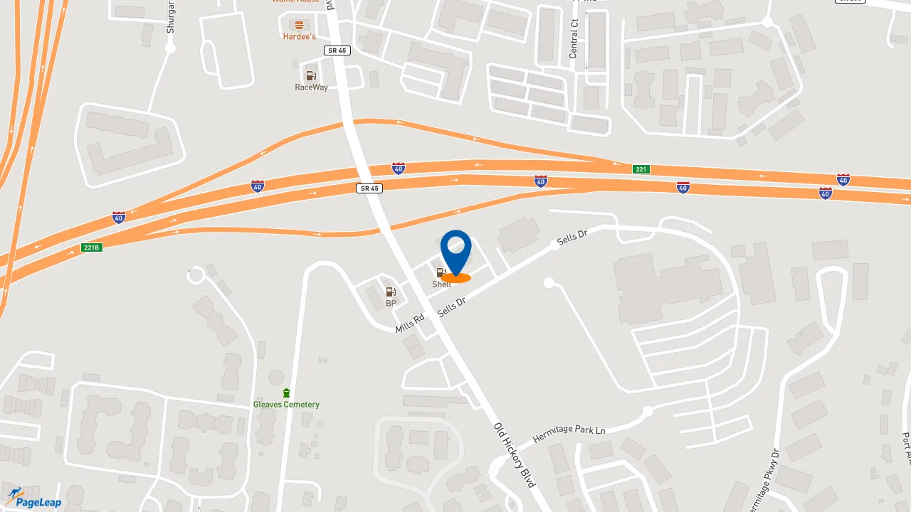 https://pageleap.com map showing location of McDonald&#039;s in Nashville.