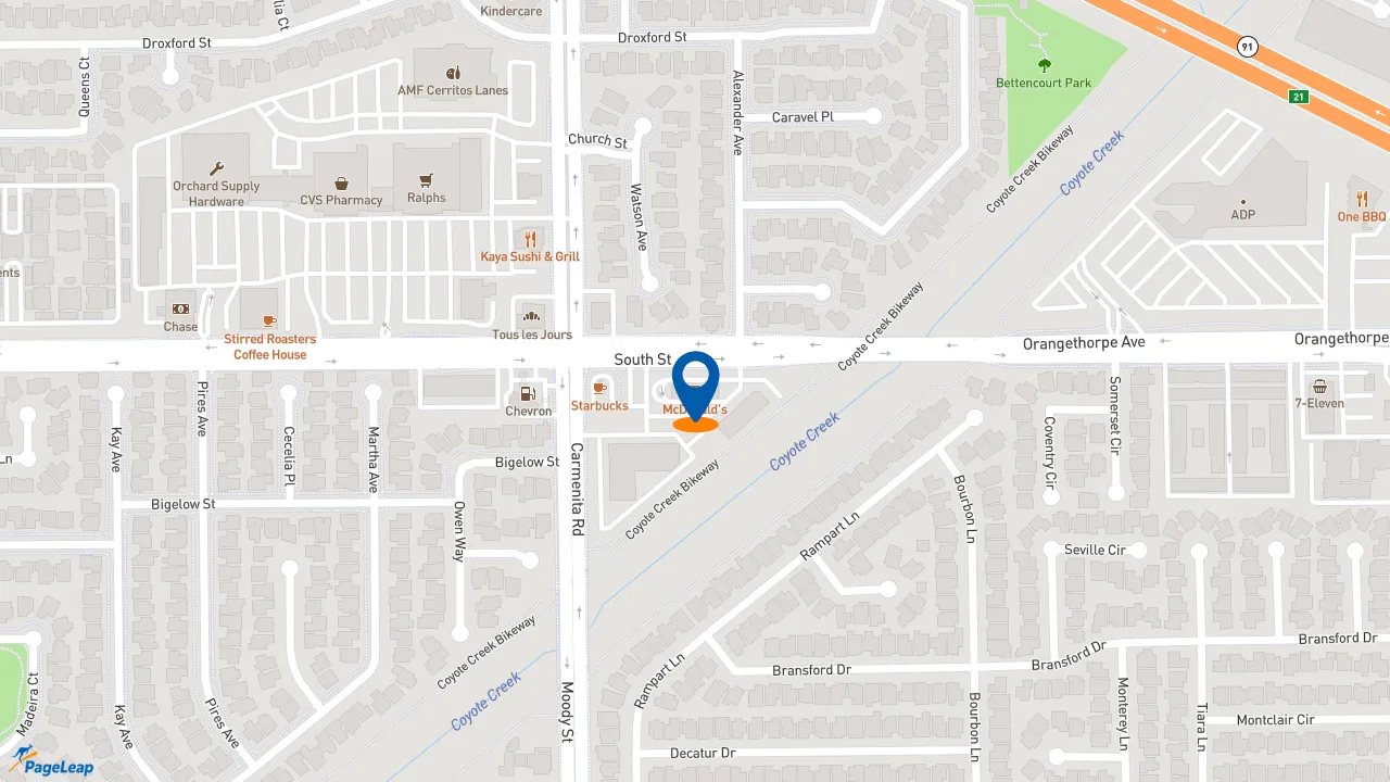 https://pageleap.com map showing location of McDonald&#039;s in La Palma.