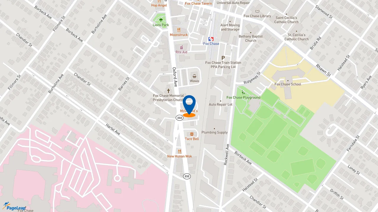 https://pageleap.com map showing location of McDonald&#039;s in Philadelphia.