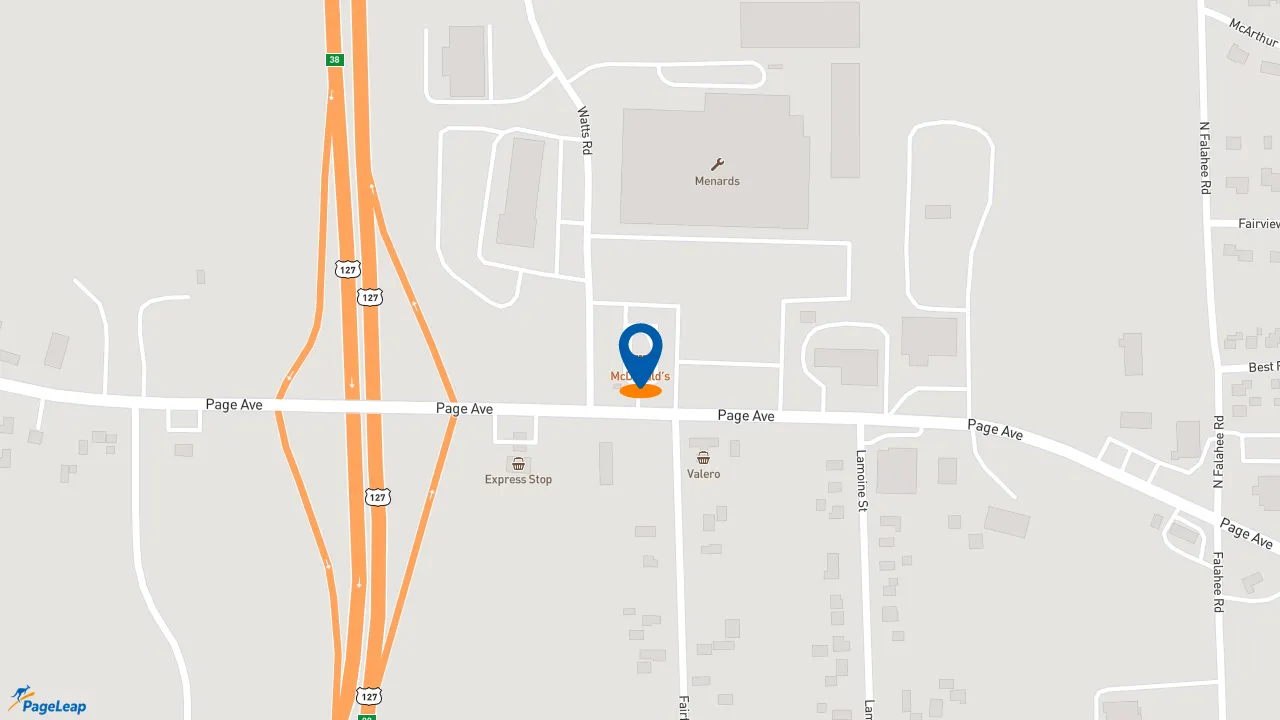 https://pageleap.com map showing location of McDonald&#039;s in Jackson.