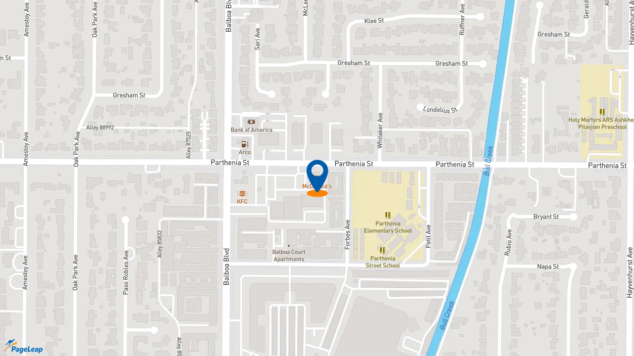 https://pageleap.com map showing location of McDonald&#039;s in Los Angeles.
