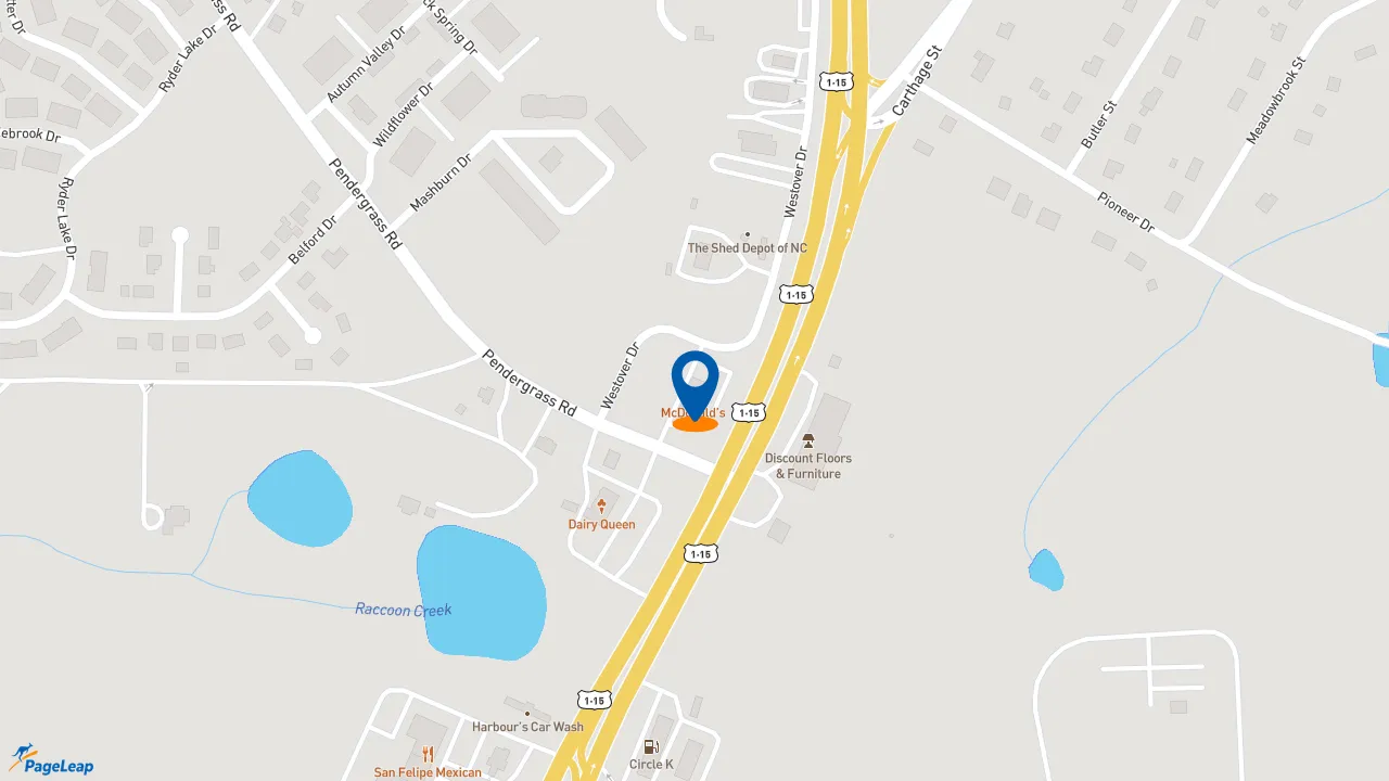https://pageleap.com map showing location of McDonald&#039;s in Sanford.