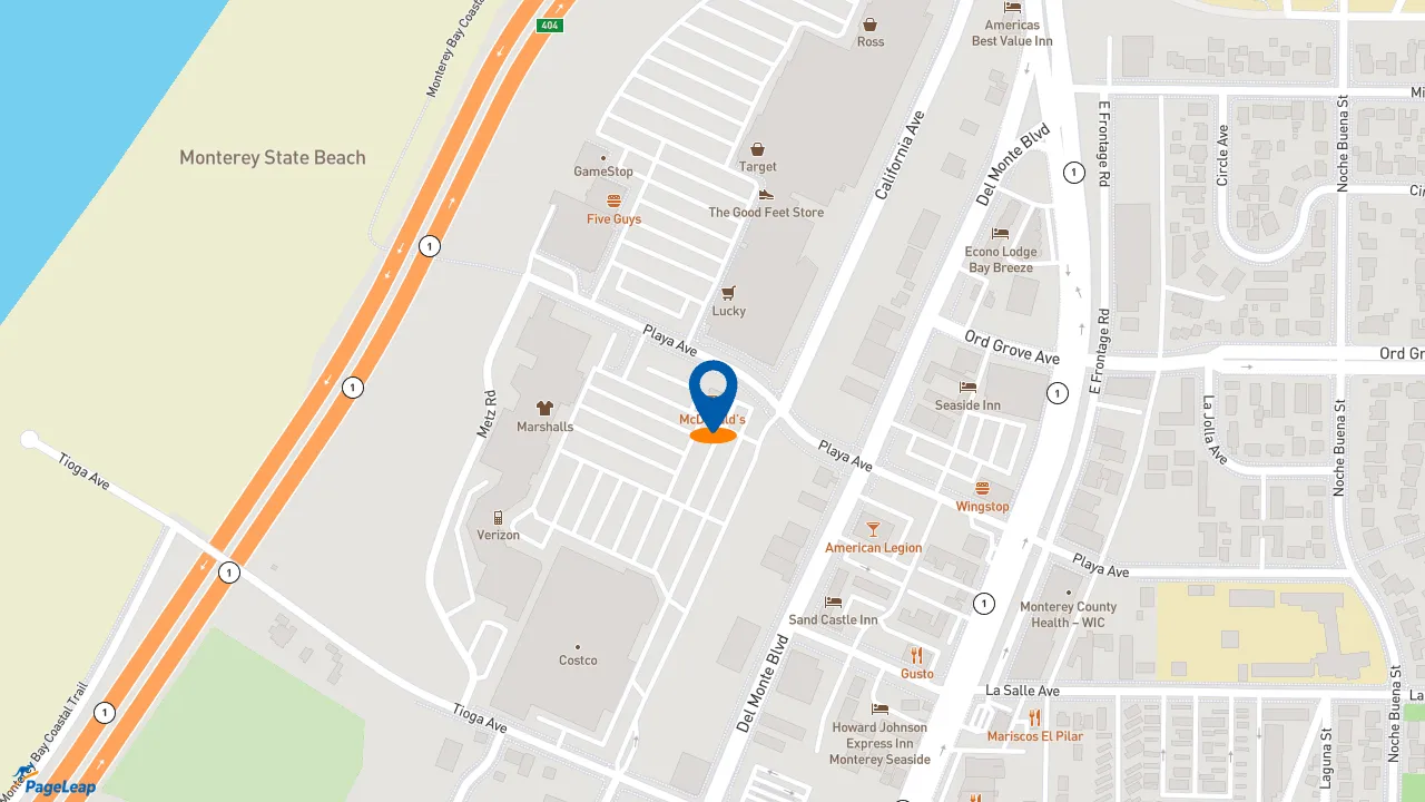 https://pageleap.com map showing location of McDonald&#039;s in Sand City.