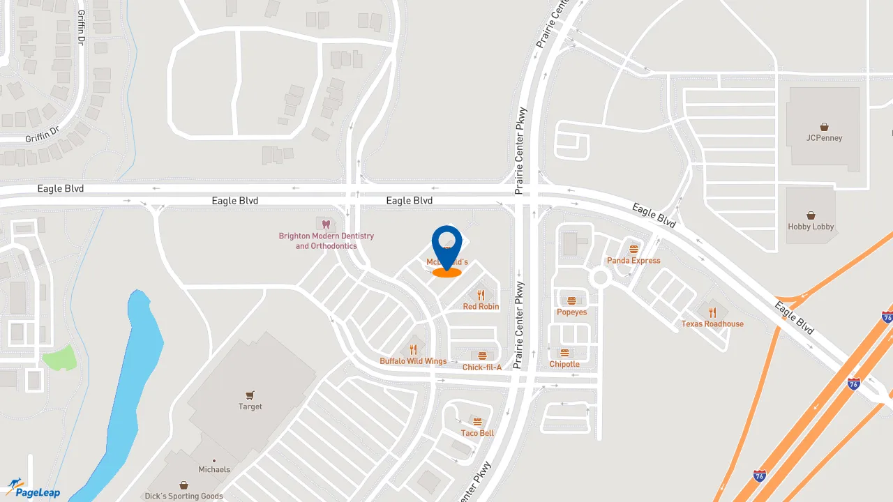 https://pageleap.com map showing location of McDonald&#039;s in Brighton.