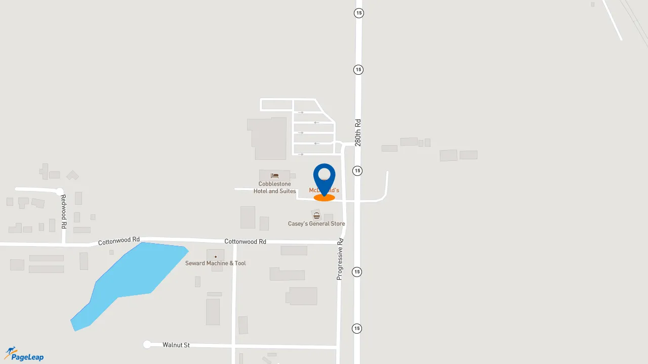 https://pageleap.com map showing location of McDonald&#039;s in Seward.