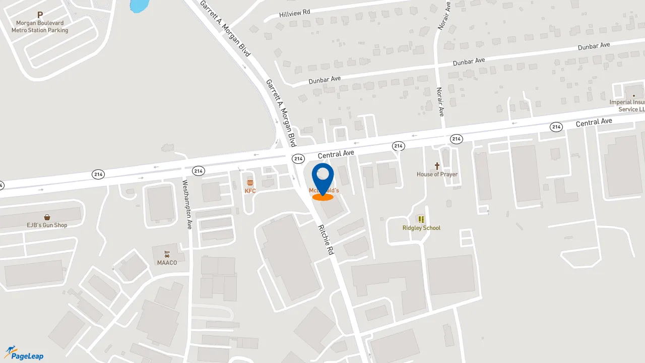 https://pageleap.com map showing location of McDonald&#039;s in Capitol Heights.