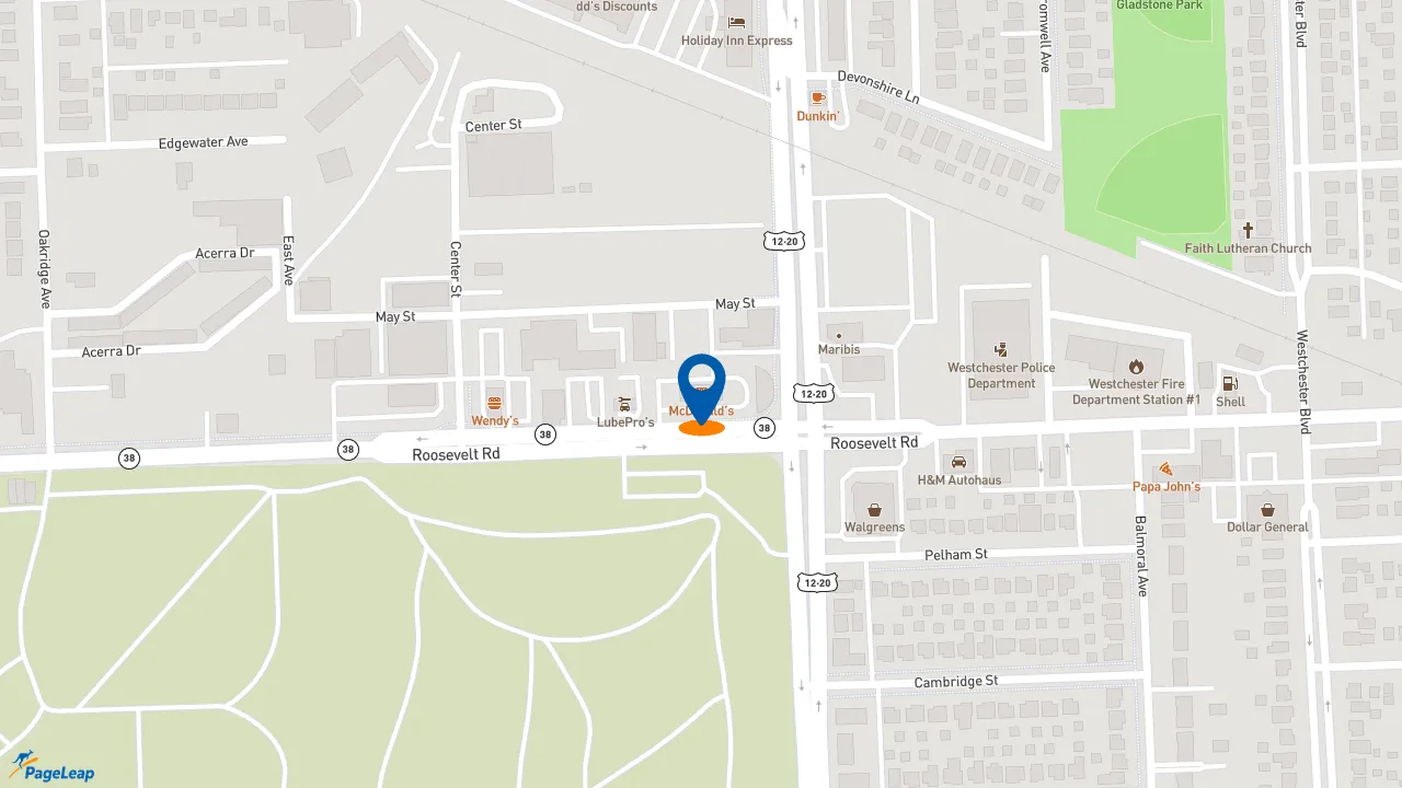 https://pageleap.com map showing location of McDonald&#039;s in Hillside.