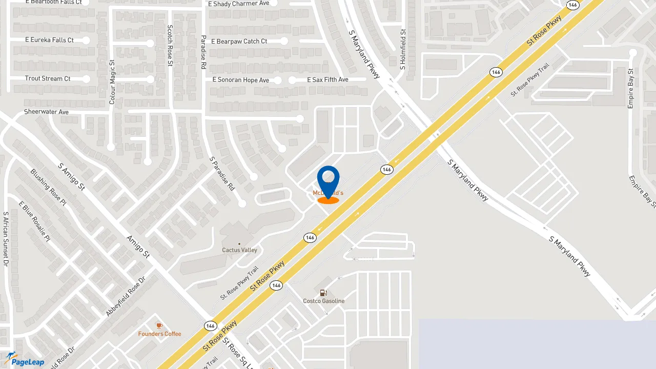 https://pageleap.com map showing location of McDonald&#039;s in Henderson.
