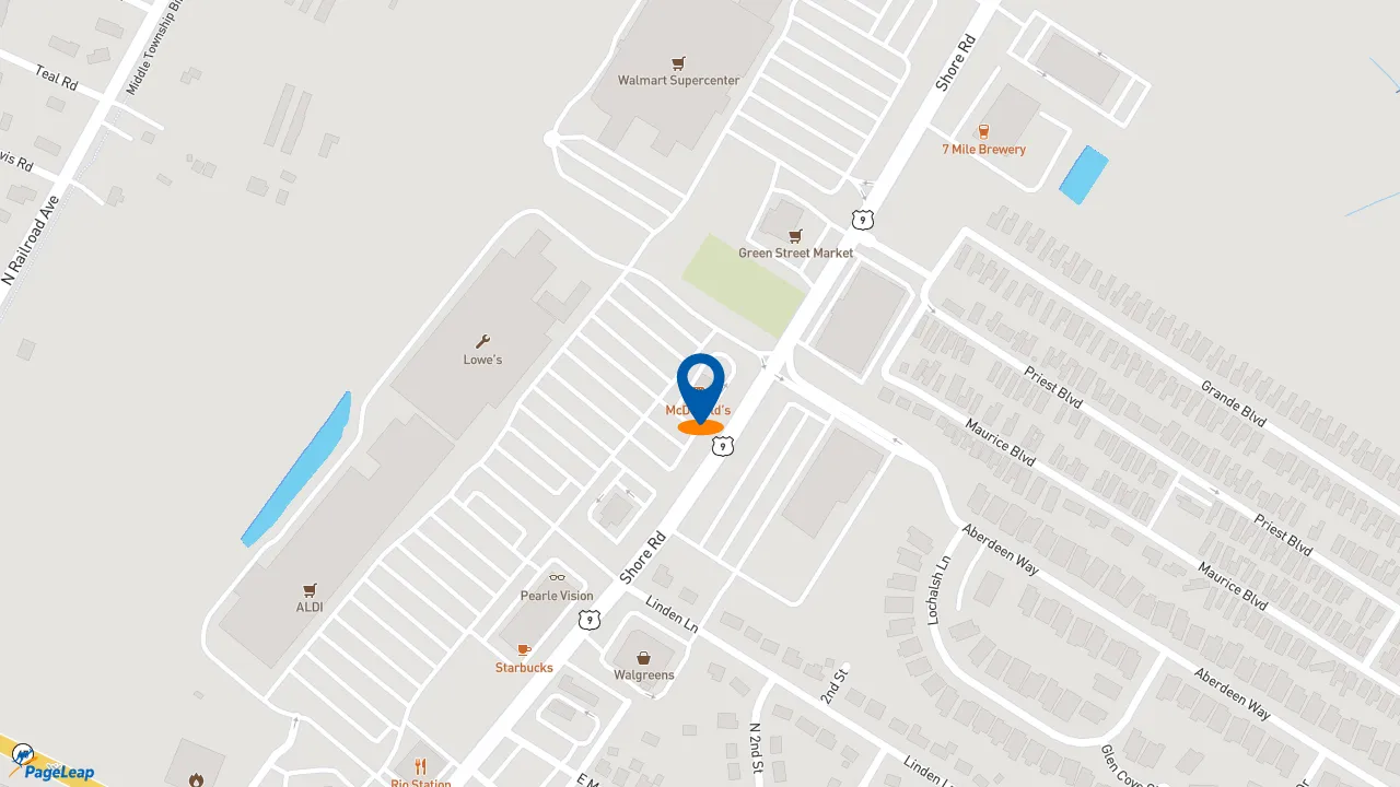 https://pageleap.com map showing location of McDonald&#039;s in Rio Grande.