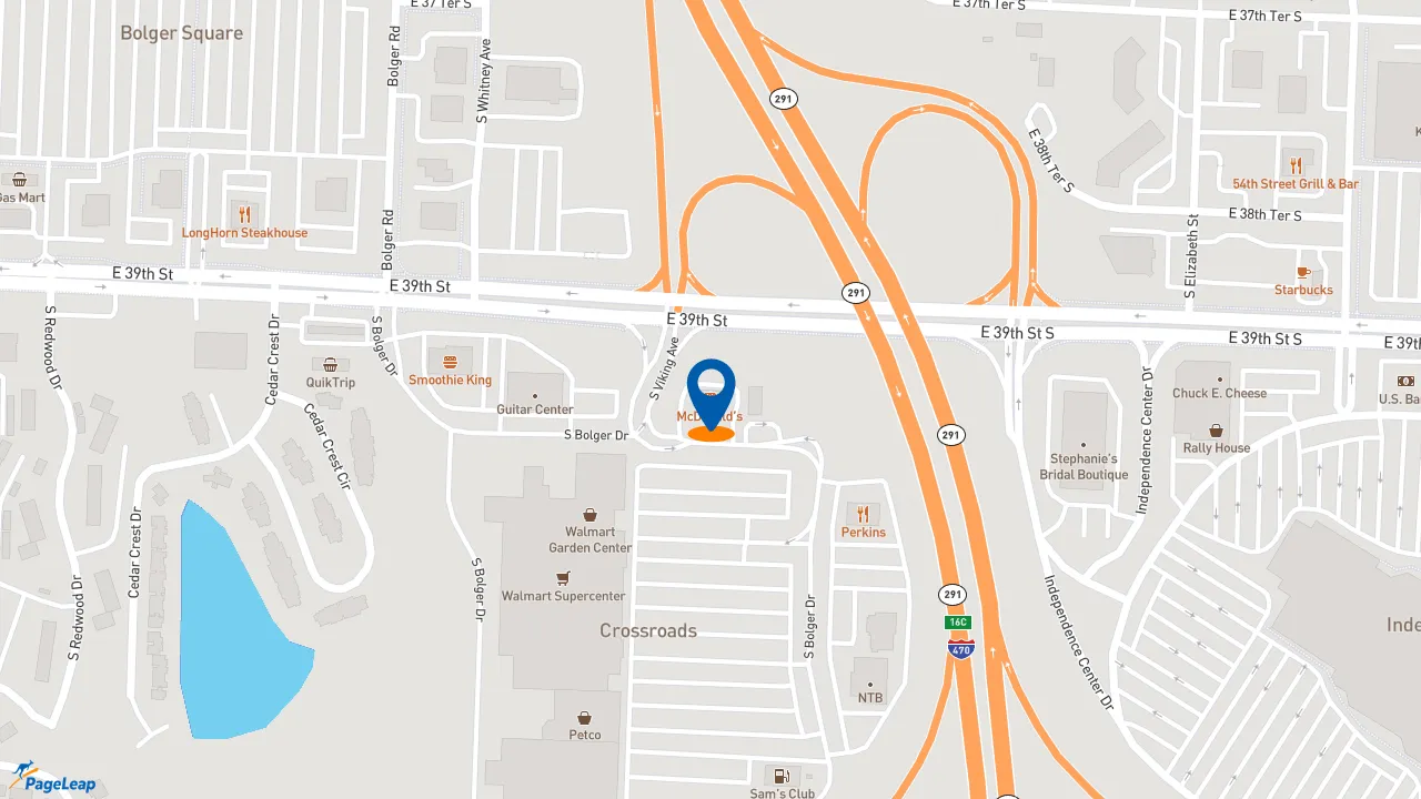 https://pageleap.com map showing location of McDonald&#039;s in Independence.