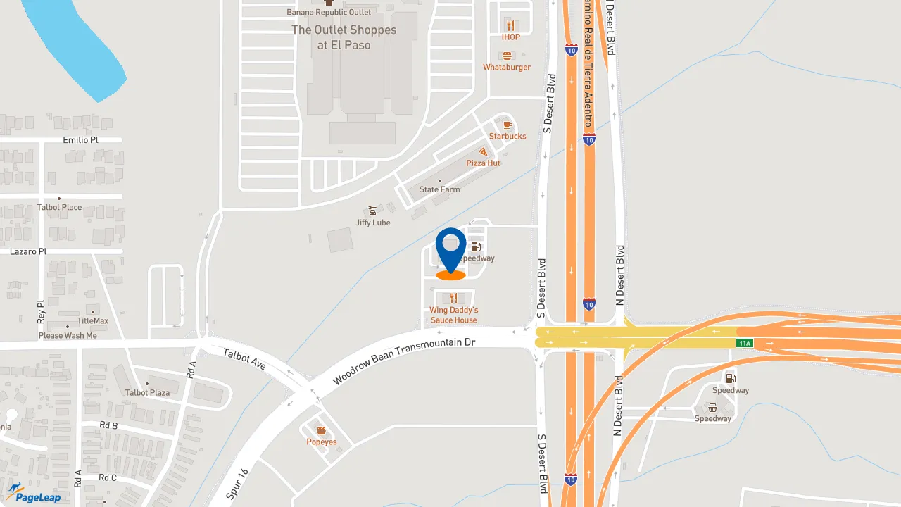 https://pageleap.com map showing location of McDonald&#039;s in El Paso.