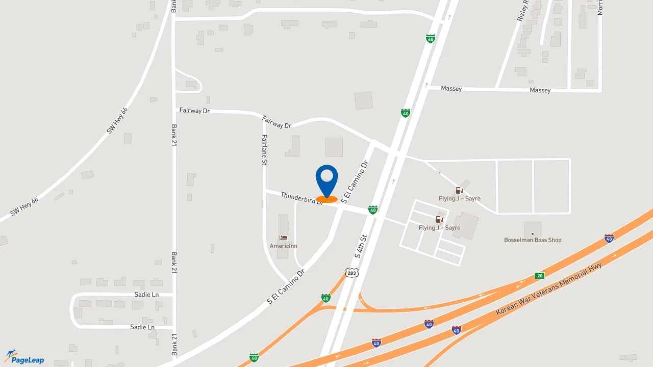 https://pageleap.com map showing location of McDonald&#039;s in Sayre.
