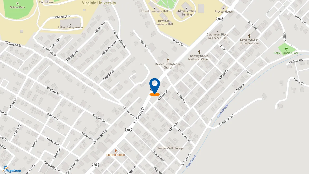 https://pageleap.com map showing location of McDonald&#039;s in Keyser.