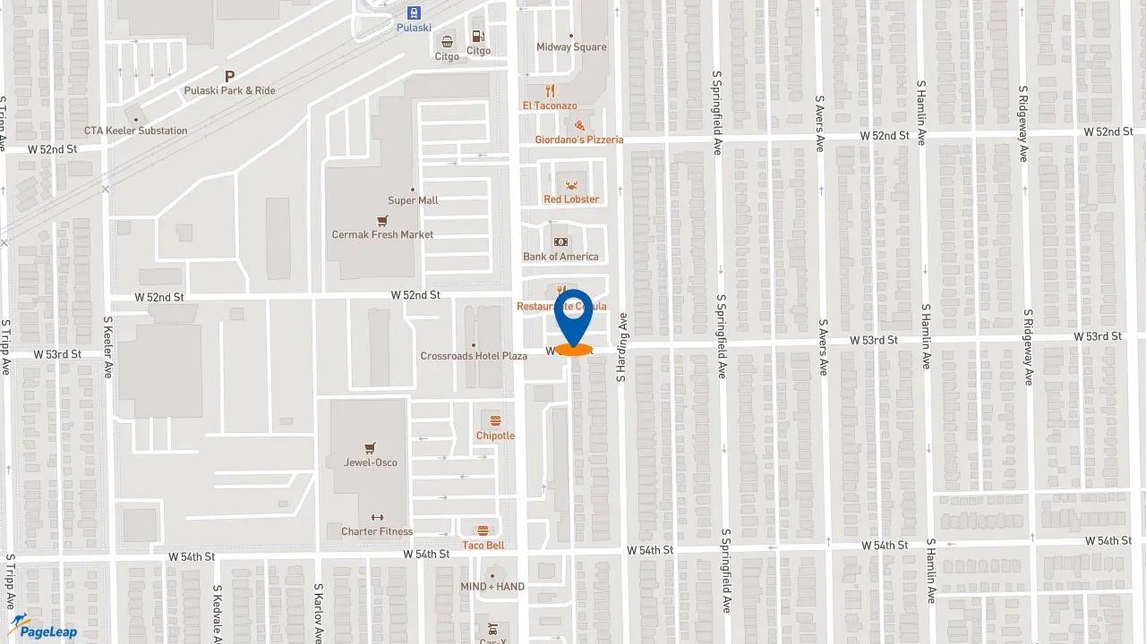 https://pageleap.com map showing location of McDonald&#039;s in Chicago.