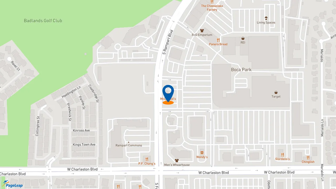 https://pageleap.com map showing location of McDonald&#039;s in Las Vegas.