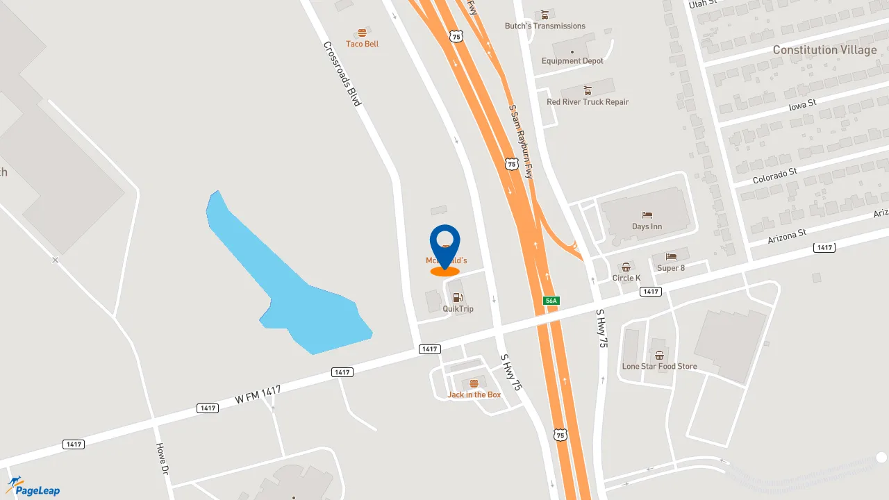 https://pageleap.com map showing location of McDonald&#039;s in Sherman.