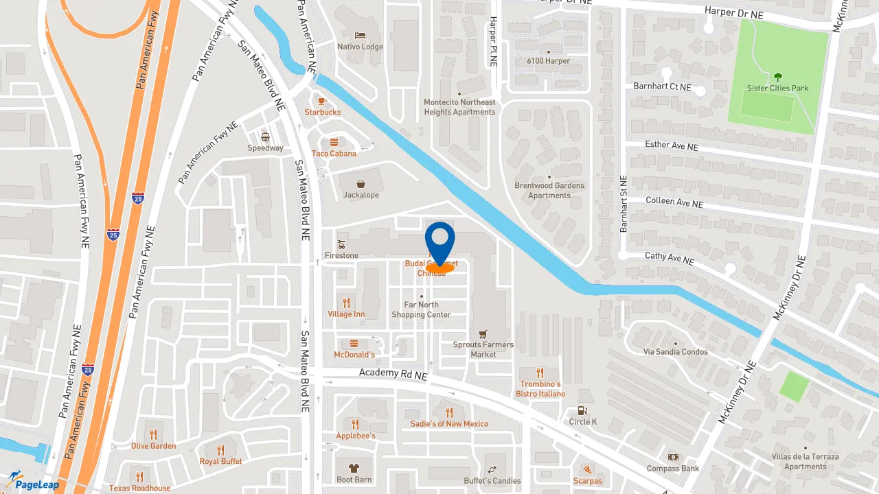 https://pageleap.com map showing location of McDonald&#039;s in Albuquerque.