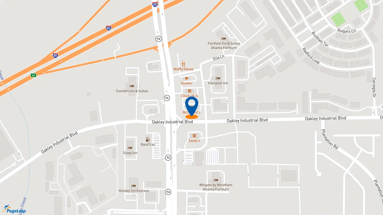 https://pageleap.com map showing location of McDonald&#039;s in Fairburn.