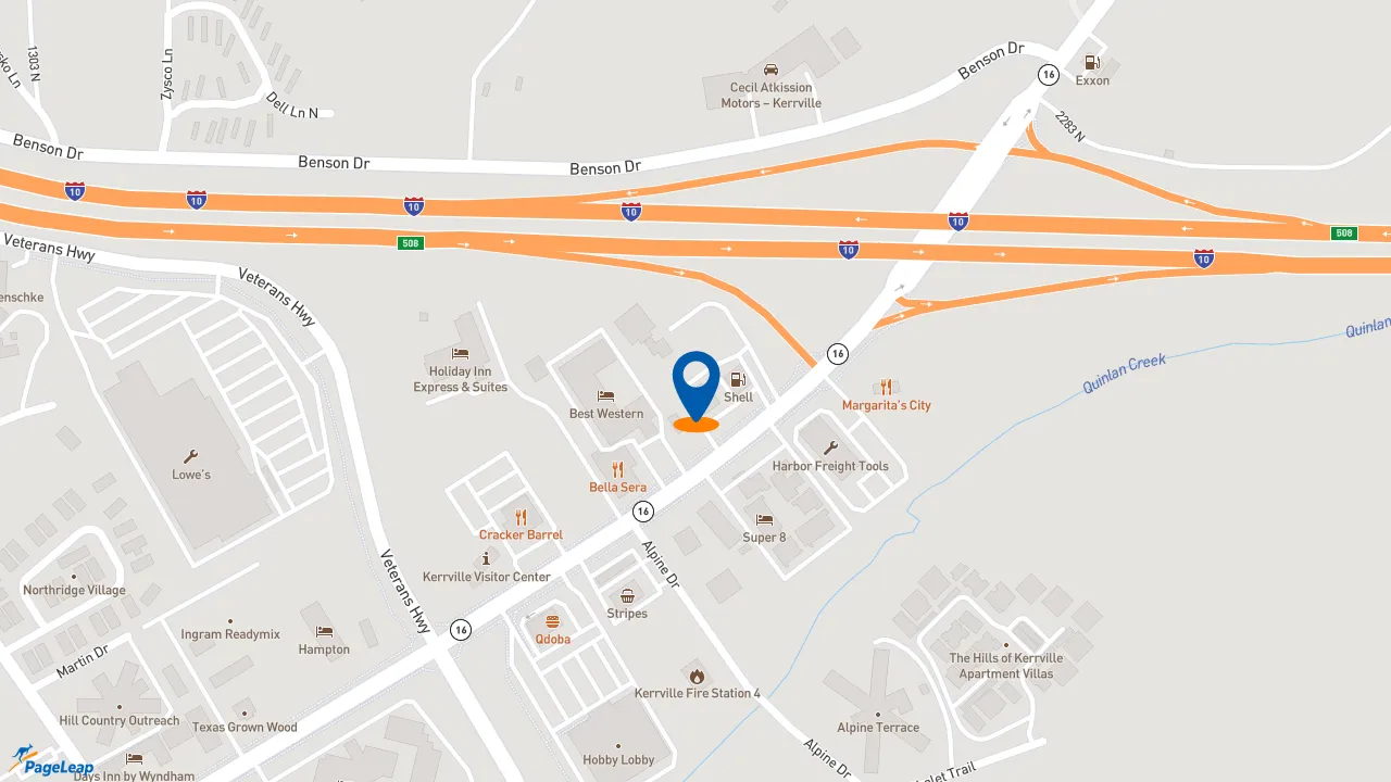https://pageleap.com map showing location of McDonald&#039;s in Kerrville.