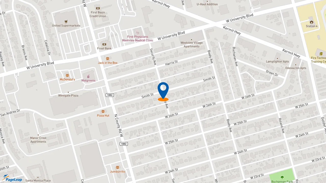https://pageleap.com map showing location of McDonalds in Odessa.