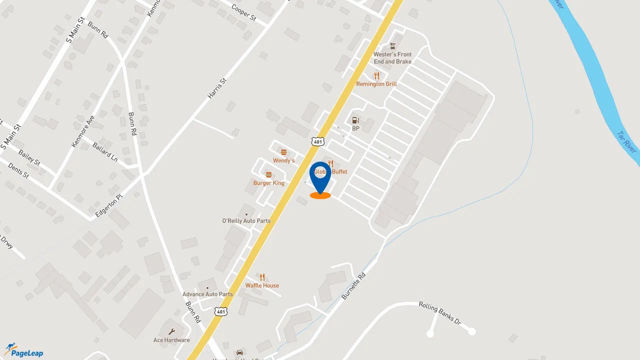 https://pageleap.com map showing location of McDonald&#039;s in Louisburg.