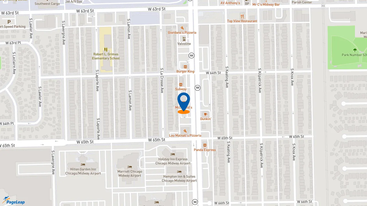 https://pageleap.com map showing location of McDonald&#039;s in Chicago.