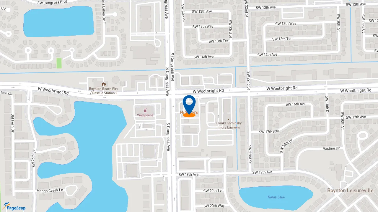 https://pageleap.com map showing location of McDonald&#039;s in Boynton Beach.