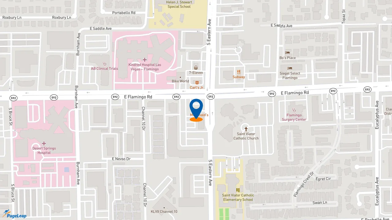 https://pageleap.com map showing location of McDonald&#039;s in Las Vegas.