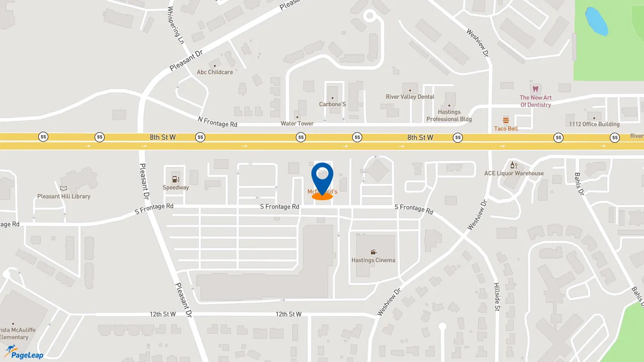 https://pageleap.com map showing location of McDonald&#039;s in Hastings.