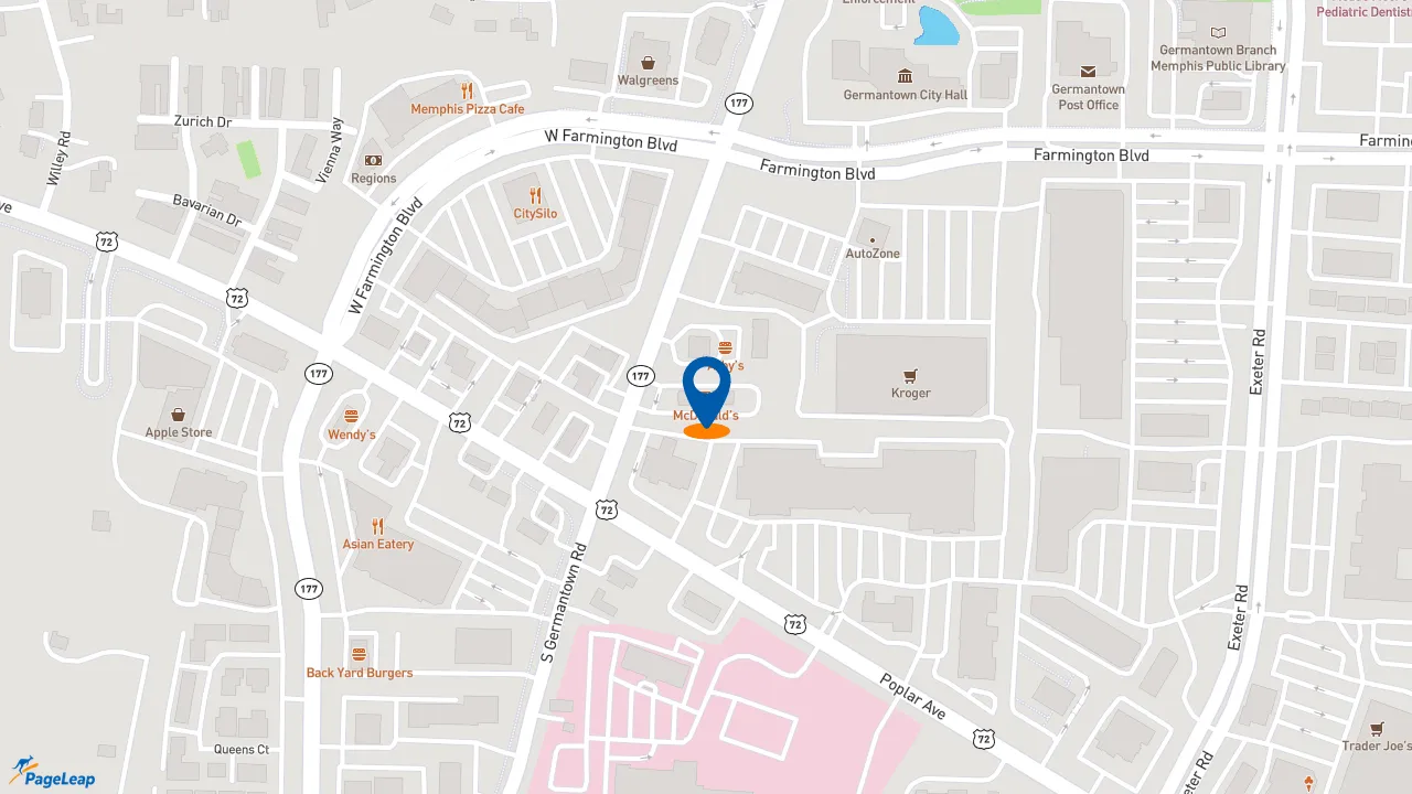 https://pageleap.com map showing location of McDonald&#039;s in Germantown.