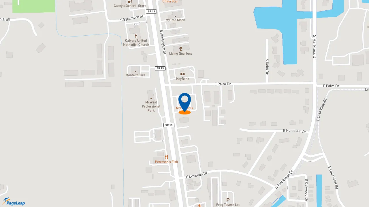 https://pageleap.com map showing location of McDonald&#039;s in Syracuse.