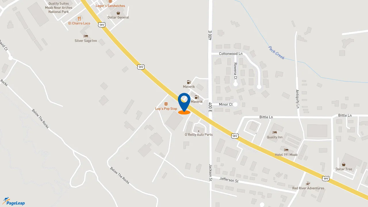 https://pageleap.com map showing location of McDonald&#039;s in Moab.