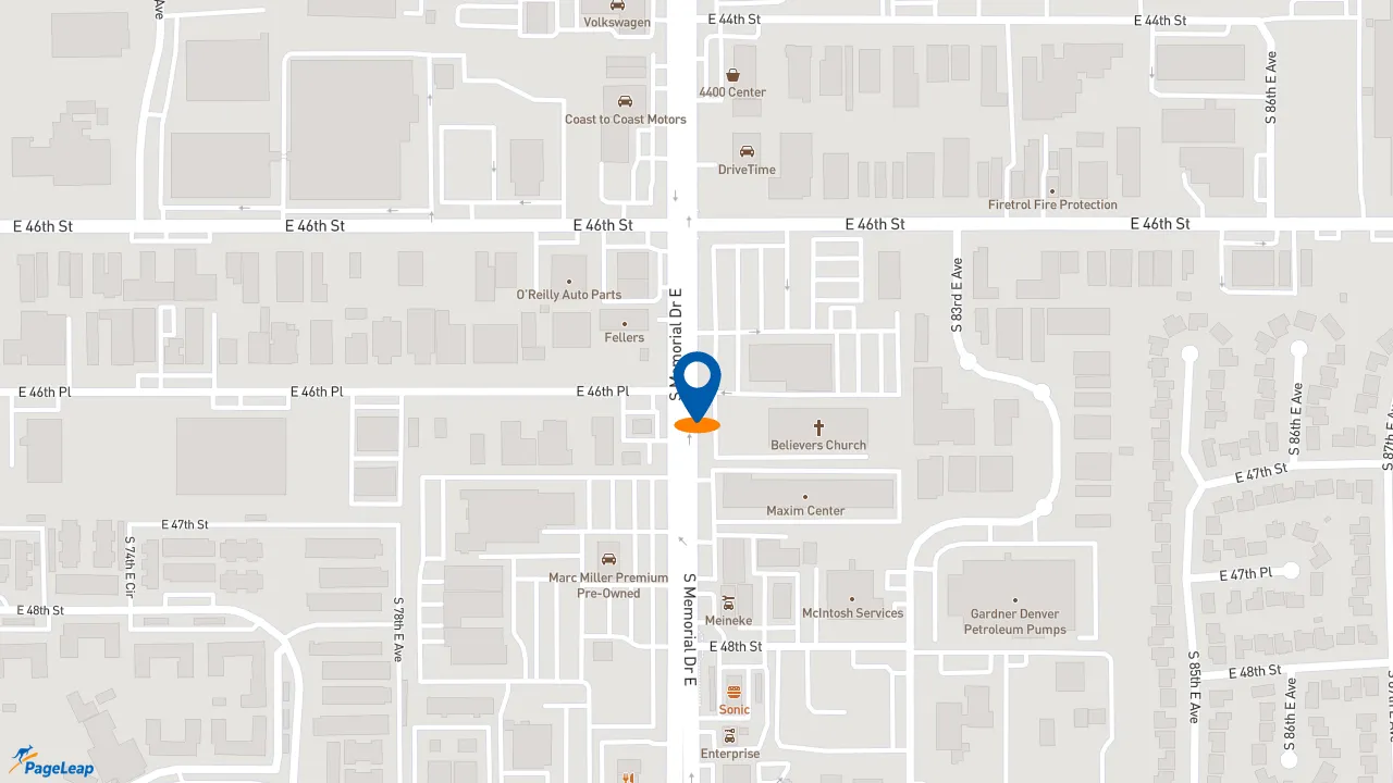 https://pageleap.com map showing location of McDonald&#039;s in Tulsa.