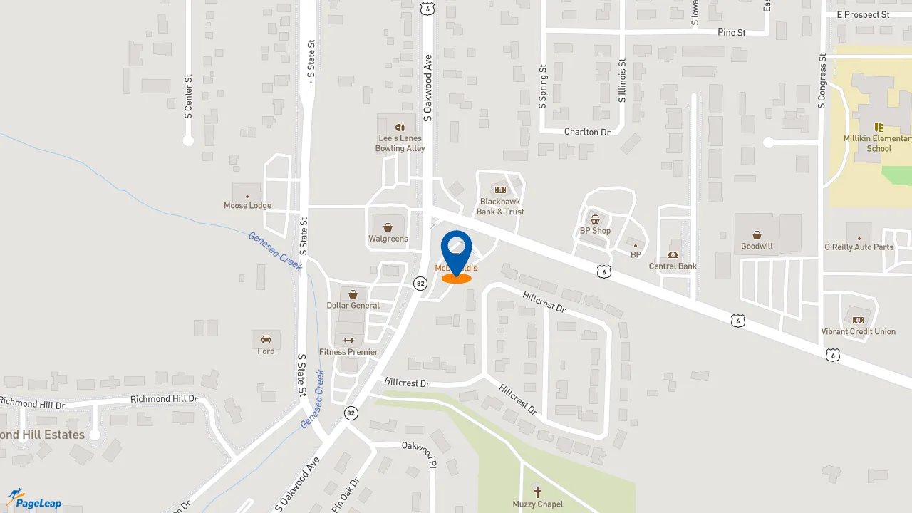 https://pageleap.com map showing location of McDonald&#039;s in Geneseo.