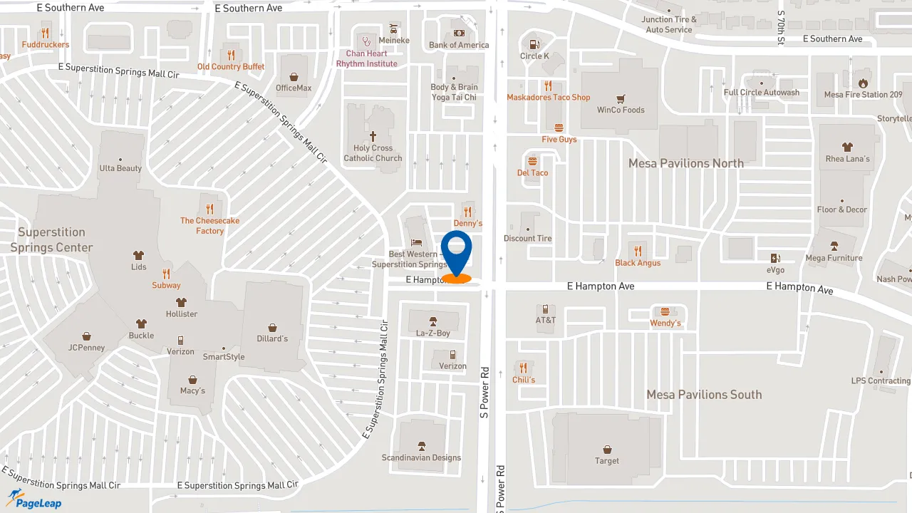 https://pageleap.com map showing location of McDonald&#039;s in Mesa.