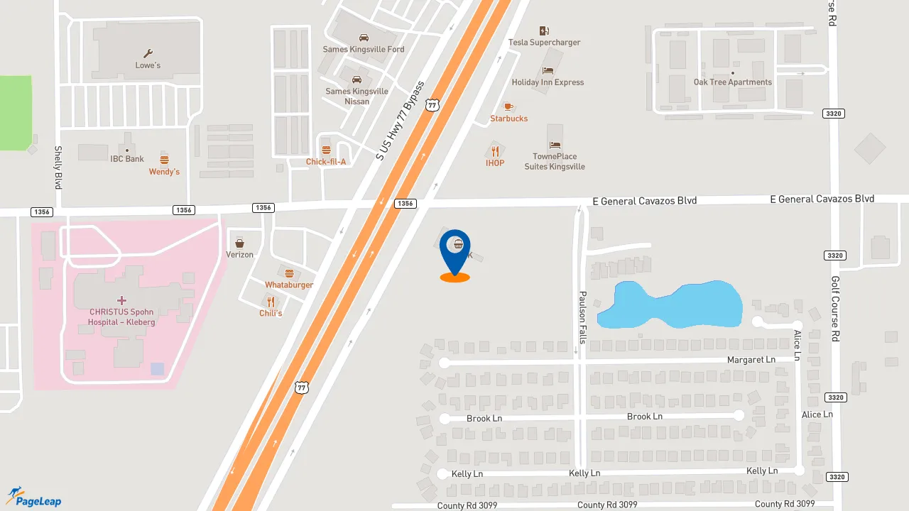 https://pageleap.com map showing location of McDonald&#039;s in Kingsville.